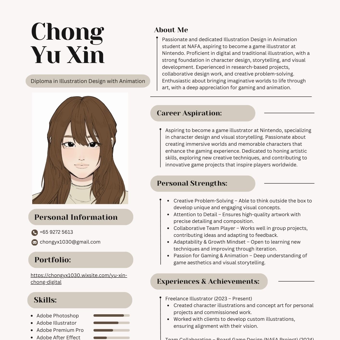 Curriculum Vitae (CV) | Chong Yu Xin's Portfolio | Gengen