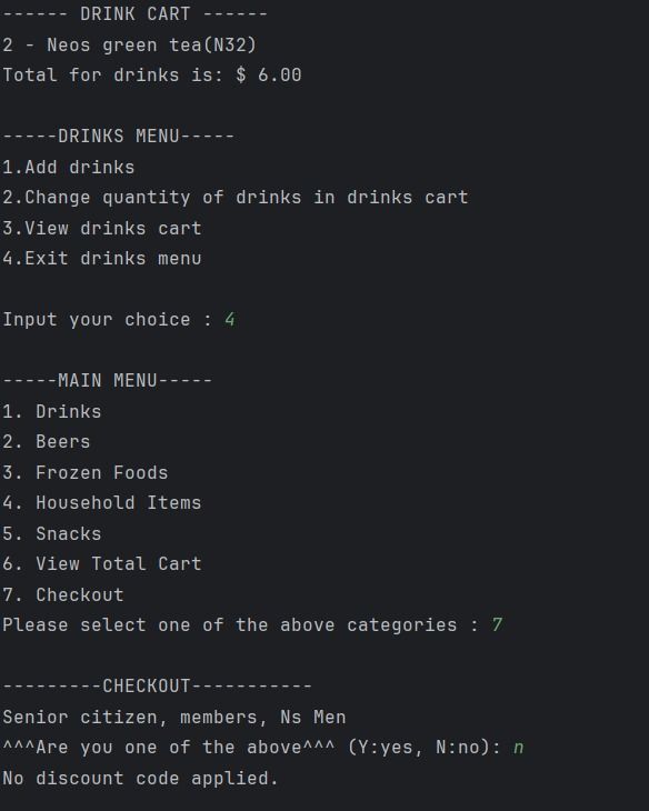ONLINE GROCERY SHOPPING WITH CHECKOUT(PYTHON) | shaun chua's Portfolio | Gengen